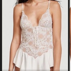 Victoria’s Secret - Lace Bodice Romper in Coconut White